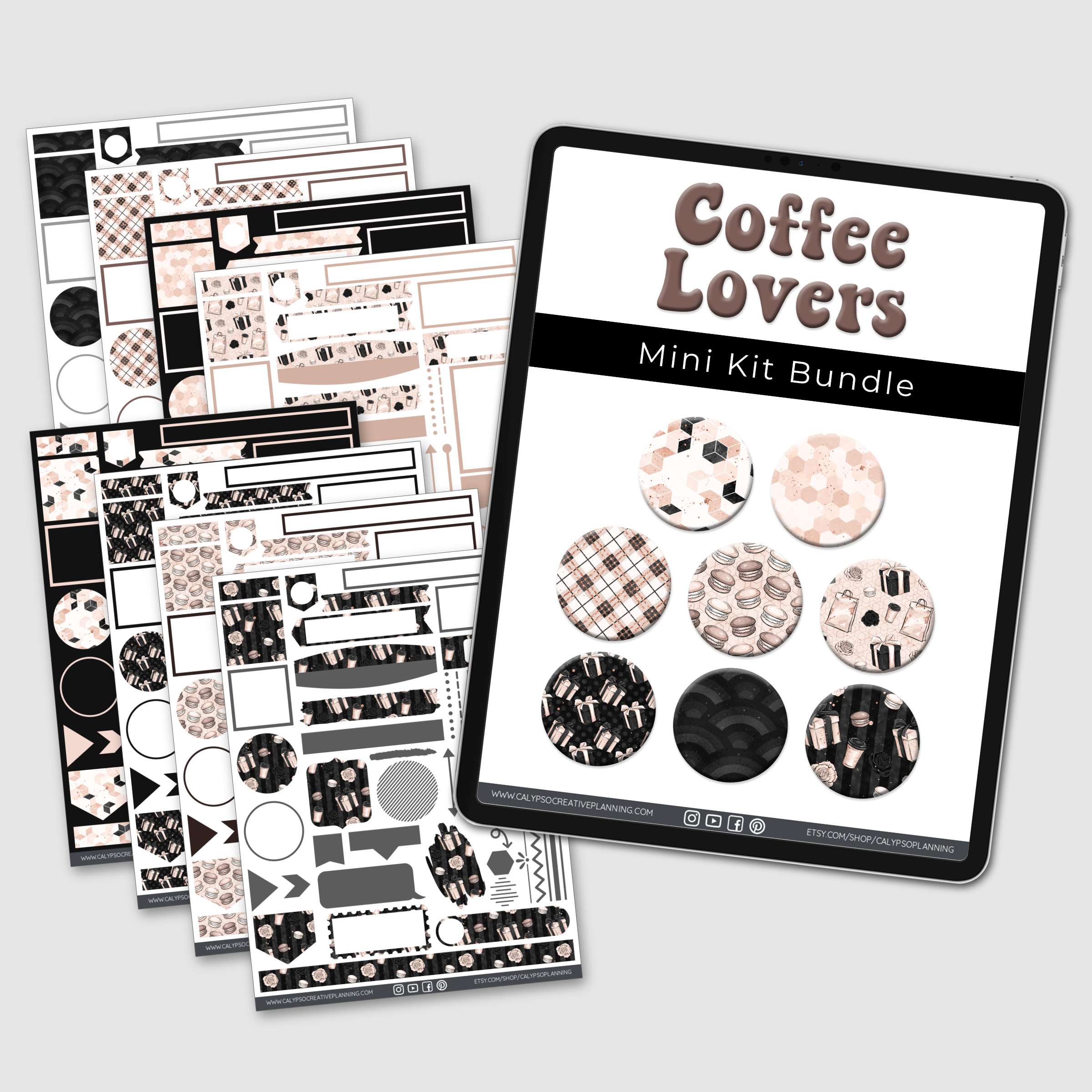 Chic Coffee Lover Digital Accessories Bundle - Calypso Creative Planning