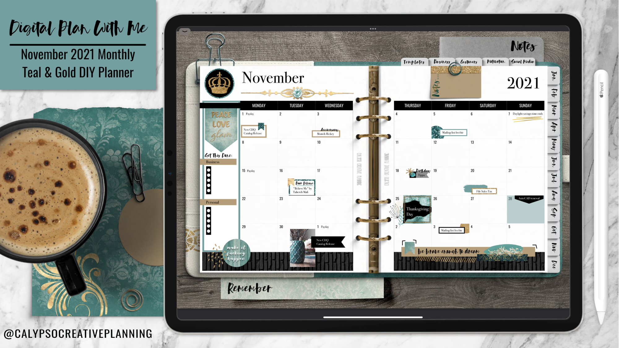 Digital Plan With Me / Monthly Layout / November 2021 - Calypso ...