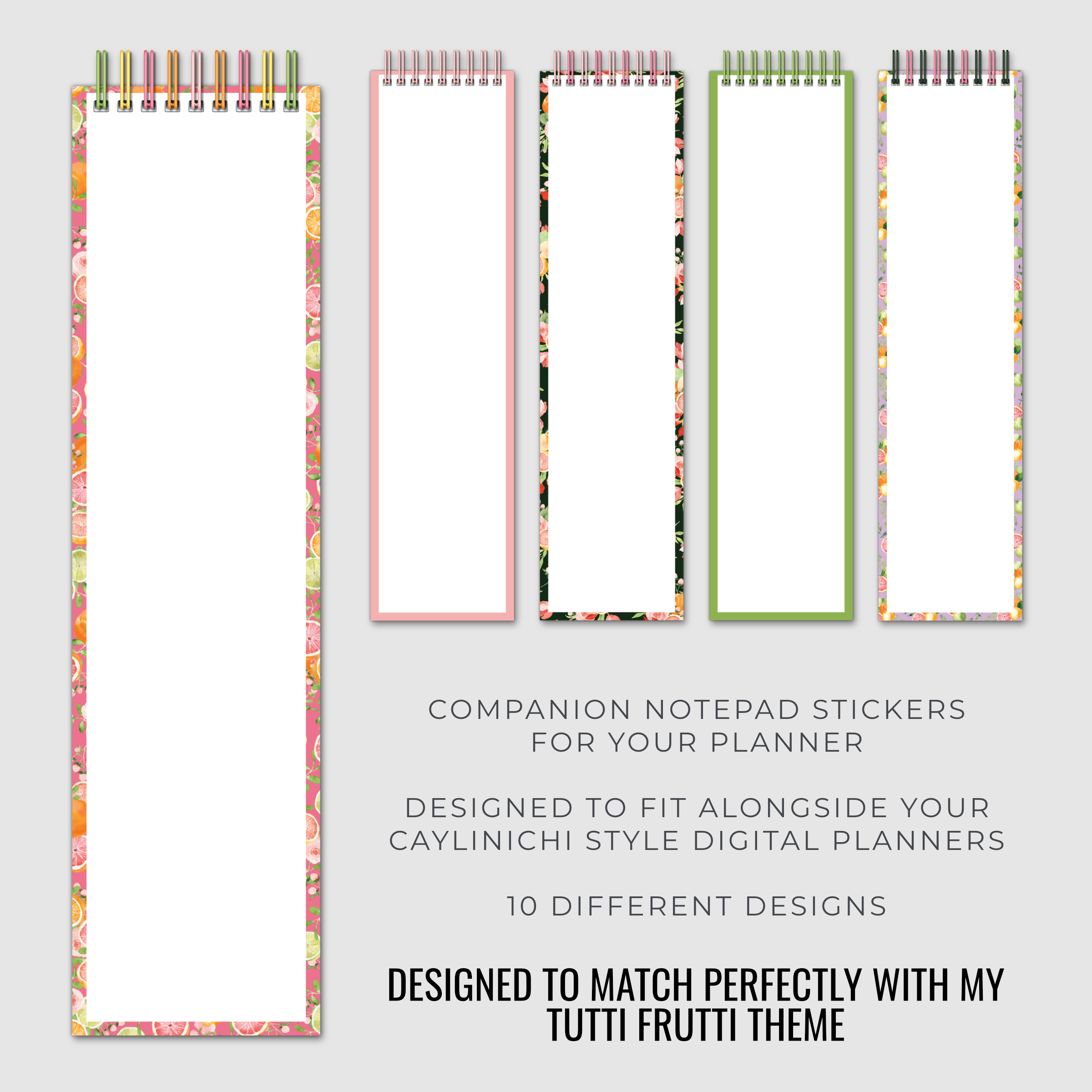 Tutti Frutti Digital Skinny Notes Stickers - Calypso Creative Planning